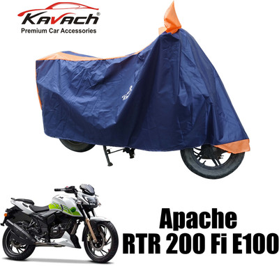 Kavach Waterproof Two Wheeler Cover for TVS(Apache RTR 200 Fi E100, Orange, Blue)