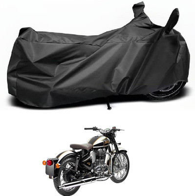 MOCKHE Waterproof Two Wheeler Cover for Royal Enfield(Classic Chrome, Black)