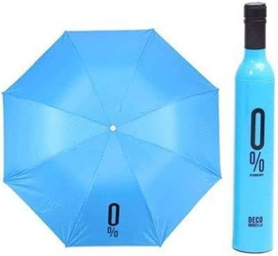 compro 3 Fold Portable Wine Bottle Umbrella With Bottle Cover Or UV Protection & Rain Umbrella(Blue)