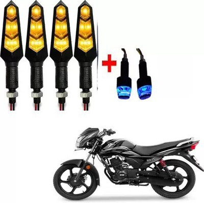 QZ DEVICE Front, Rear LED Indicator Light for TVS Victor, Universal For Bike(Yellow, Blue)