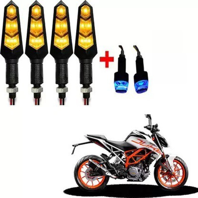 QZ DEVICE Front, Rear LED Indicator Light for KTM Duke 390, Universal For Bike(Yellow)
