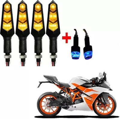 QZ DEVICE Front, Rear LED Indicator Light for KTM RC 200, Universal For Bike(Yellow)