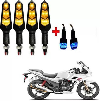 QZ DEVICE Front, Rear LED Indicator Light for Hero Karizma, Universal For Bike(Yellow)