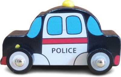 Funwood Games Wooden Pull/Push Along Toy Car/Vehicle for Kids (Police Car)(Multicolor)