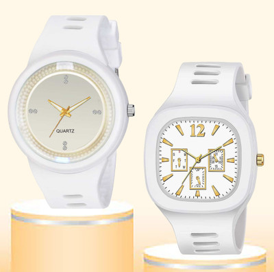 EDENSCOPE 4D-26 High Quality Attractive Model Silicone Strap Fancy Looking New Generation White Analog Watch  - For Boys & Girls