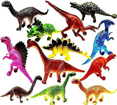 Akvanar Dinosaur Animals Toys forKids Set of 12PCs Non Toxic Multi-ColorAll 12 Dino Pack(Multicolor)