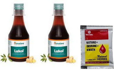 HIMALAYA Lukol Syrup 200ml pack of 2 with naturelite immunity kwath(Pack of 2, 400 ml)