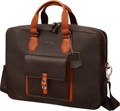 ABYS Genuine Leather 14 Inch Coffee-Tan Laptop Briefcase For Men And Women Messenger Bag(Brown, Tan, 6 L)