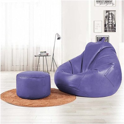 GTK 4XL Bean Bag & Footrest Filled with Beans Teardrop Bean Bag  With Bean Filling(Purple)