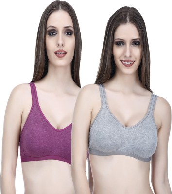 Viral Girl Women T-Shirt Non Padded Bra(Grey, Purple)