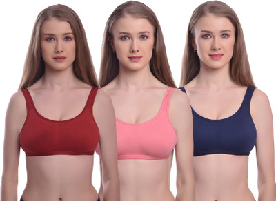 elina Women T-Shirt Non Padded Bra(Maroon, Green, Pink)