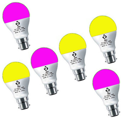 rino 7 W Basic Standard B22 LED Bulb(Multicolor, Pack of 6)