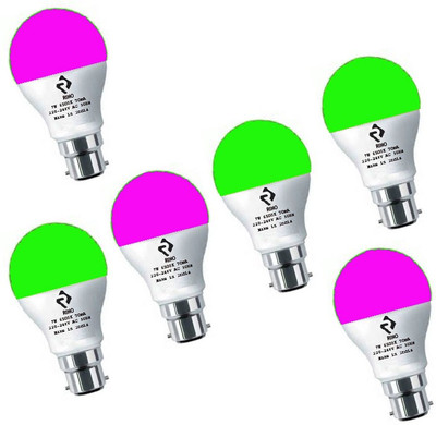rino 7 W Basic Standard B22 LED Bulb(Multicolor, Pack of 6)
