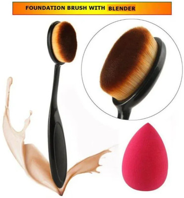 Latixmat Super Soft Oval Foundation Brush with Sponge puff blender(2 Items in the set)