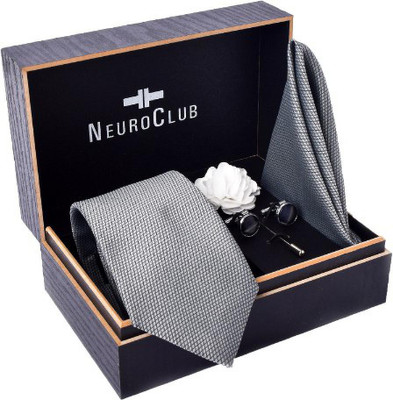 NEUROCLUB Silk Cufflink & Tie Pin Set(Grey)