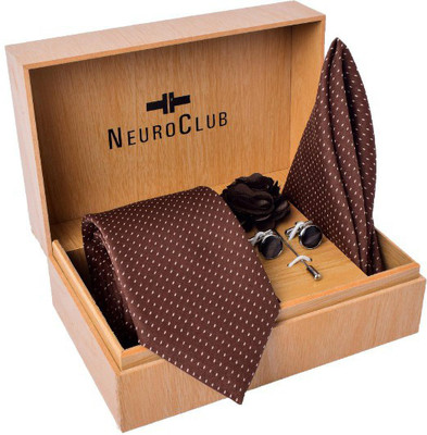 NEUROCLUB Silk Cufflink & Tie Pin Set(Brown)