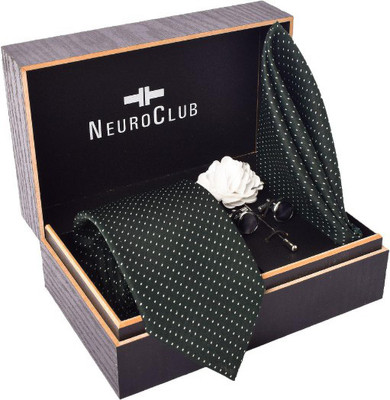 NEUROCLUB Silk Cufflink & Tie Pin Set(Green)