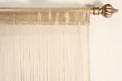 Handloomwala 6.5 ft (0 ft) Polyester Transparent Door Curtain Single Curtain(Solid, Golden)