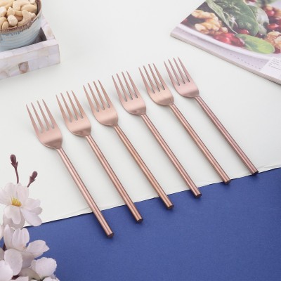 VarEesha Rose Gold Stainless Steel Forks Set of Six Stainless Steel Cutlery Set(Pack of 6)