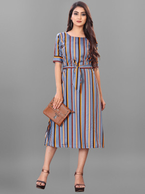 Rudra Fab Women A-line Grey Midi/Calf Length Dress