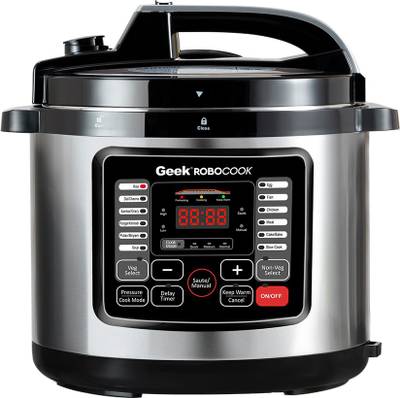 Geek Robocook Nuvo 8L Stainless Steel Electric Pressure Cooker, Rice Cooker, Slow Cooker, Travel Cooker