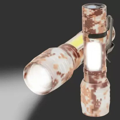 ECOSKY ALUMINUM ALLOY BODY MILIRTY BROWN COLOR USB RECHARGEABLE FLASHLIGHT TORCH 6 hrs Torch Emergency Light(Brown)