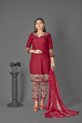 ANAND Crepe Floral Print Salwar Suit Material