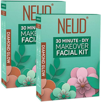 NEUD 6-Step DIY Makeover Facial Kit for Salon-Like Glow at Home - 2 Packs (60g Each)(2 x 60 g)