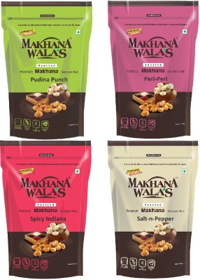 Makhanawala's Flavoured Makhana|Pack of 4 Pudina Punch+Peri-Peri+Spicy Indiana+Salt&Pepper-70g Combo(280)