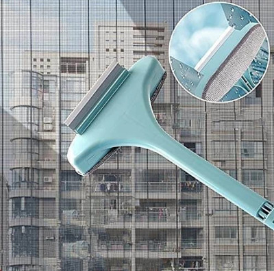 KESHAVART Window Cleaning Wiper Extended Handle Double Sided Mesh Cleaner Brush(20)