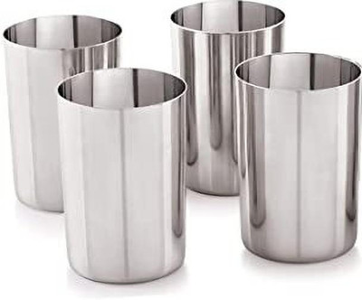 Bekner (Pack of 4) Steel Small Water Glass, Juice Glass 300ml (4pcs) Glass Water/Juice Glass(300 ml, Steel, Steel)