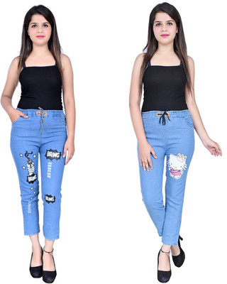 GLAMHOOD Slim Girls Multicolor Jeans(Pack of 2)