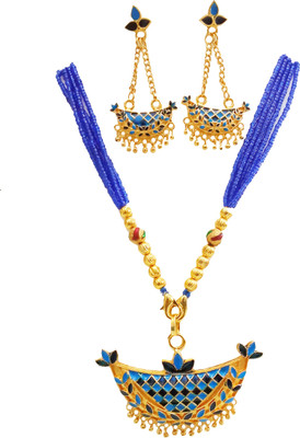 balaji gold Copper Gold-plated Black, Blue, Gold Jewellery Set(Pack of 1)