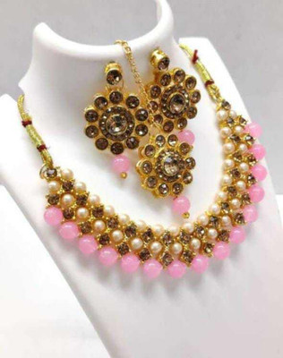 SKP Alloy Gold-plated Gold, White, Pink Jewellery Set(Pack of 1)