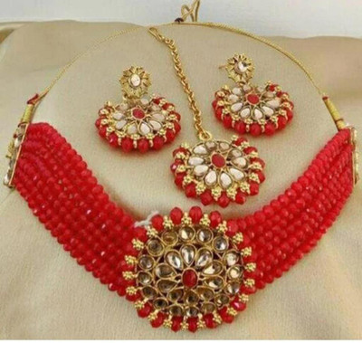 SKP Alloy Gold-plated Red, Gold Jewellery Set(Pack of 1)