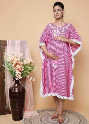 CHATRI Striped Cotton Blend Women Kaftan