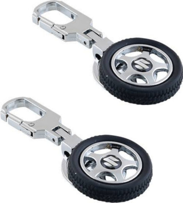 JAINSON MARTIN Combo Of Rotating Tyre Keybuckle With Car Logo (Suzuki) Key Chain