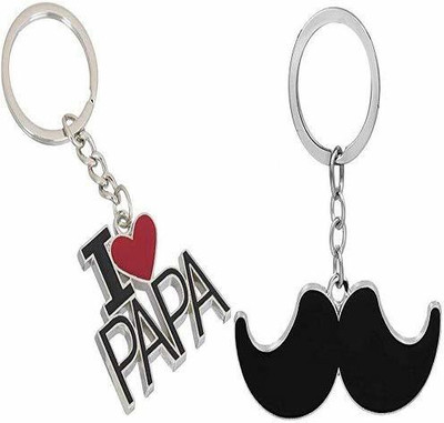 SHOKY LOOKS Multicolor I Love Papa With Big Mustache Lighweight Key Chain