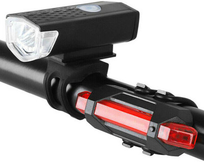 DSTECHBAR Bicycle Bike Front Head Light With Cycle Back Tail Light LED Front Rear Light Combo(Black)