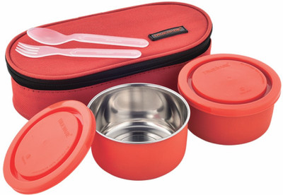 Trueware Executive Micro Safe Red 2 Containers Lunch Box(600 ml)