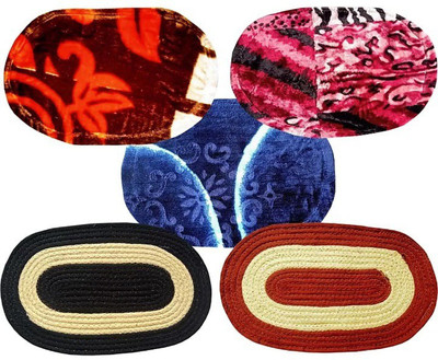 Rylie Polyester, Microfiber Floor Mat(Multicolor, Medium, Pack of 5)