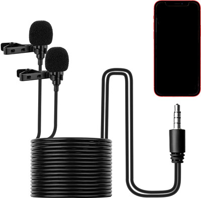 MOBIZAC Professional Grade Dual Collar Mic Lavalier Microphone for Interview Live Videos Microphone