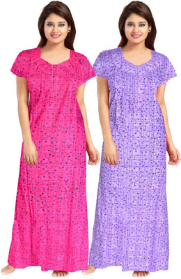impression Women Nighty Set(Pink, Purple)
