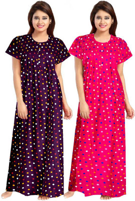 MQ FASHIONS Women Nighty Set(Maroon, Pink)