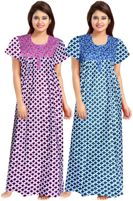 AAKARSHANA CREATION Women Maternity/Nursing Nighty(Blue, Pink)