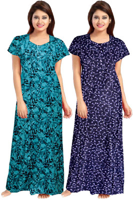 AAKARSHANA CREATION Women Maternity/Nursing Nighty(Green, Blue)