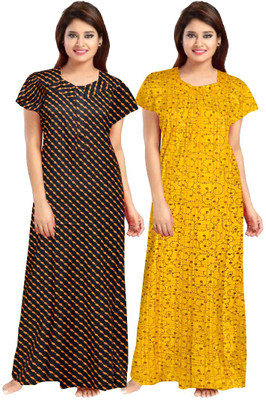 SNM Fashion Women Nighty Set(Black, Yellow)