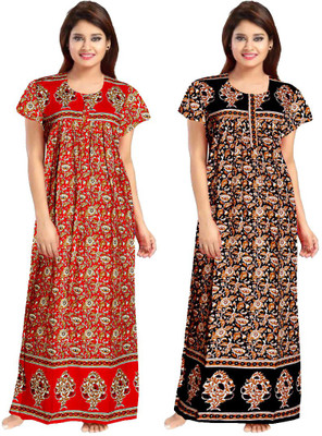 AAKARSHANA CREATION Women Nighty Set(Red, Black)