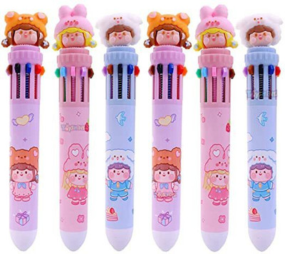 WHITE POPCORN GRIP Ball Pen(Pack of 6, Ink Color - Multicolor)