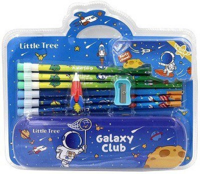 M&C Space Galaxy Gift Set pencil box for kids Space Galaxy Art Metal Pencil Box(Set of 1, Blue)